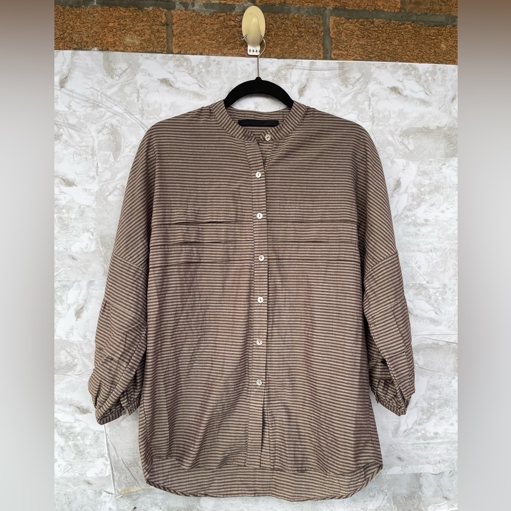 Love Binetti Balloon Sleeve Blouse:
Cottagecore Dark Academia Checkered metallic